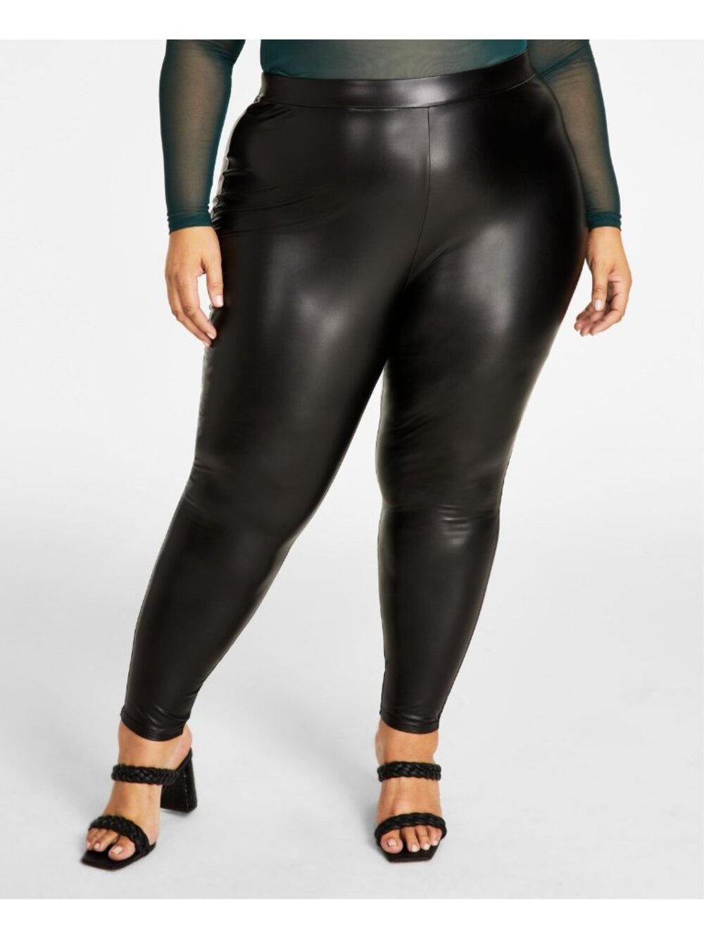 Nina Parker Womens Plus Faux Leather High Rise Leggings Black Size 0X NWT